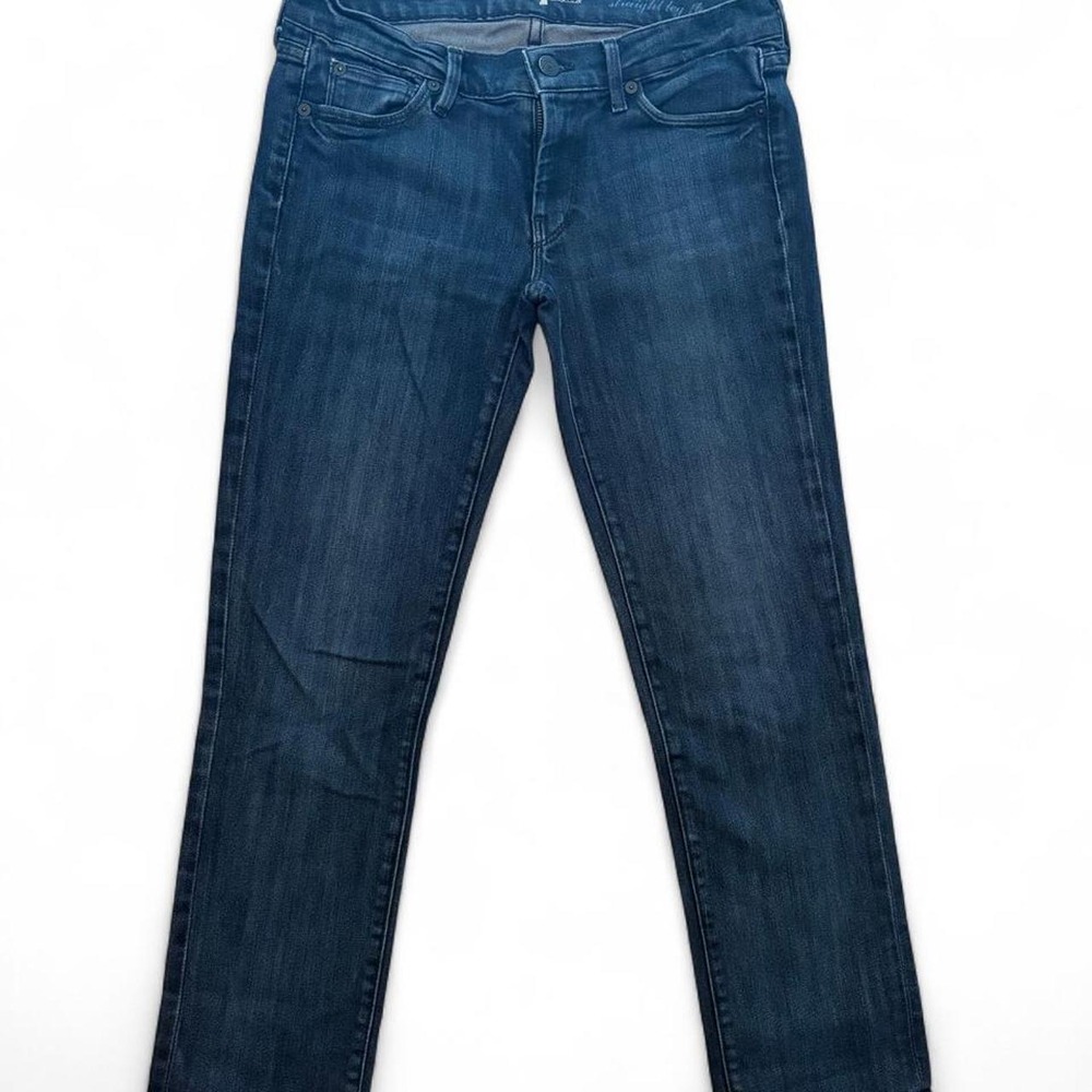 7 For All Mankind Straight Leg‎ Flood Jeans Dark Wash Blue Womens 28